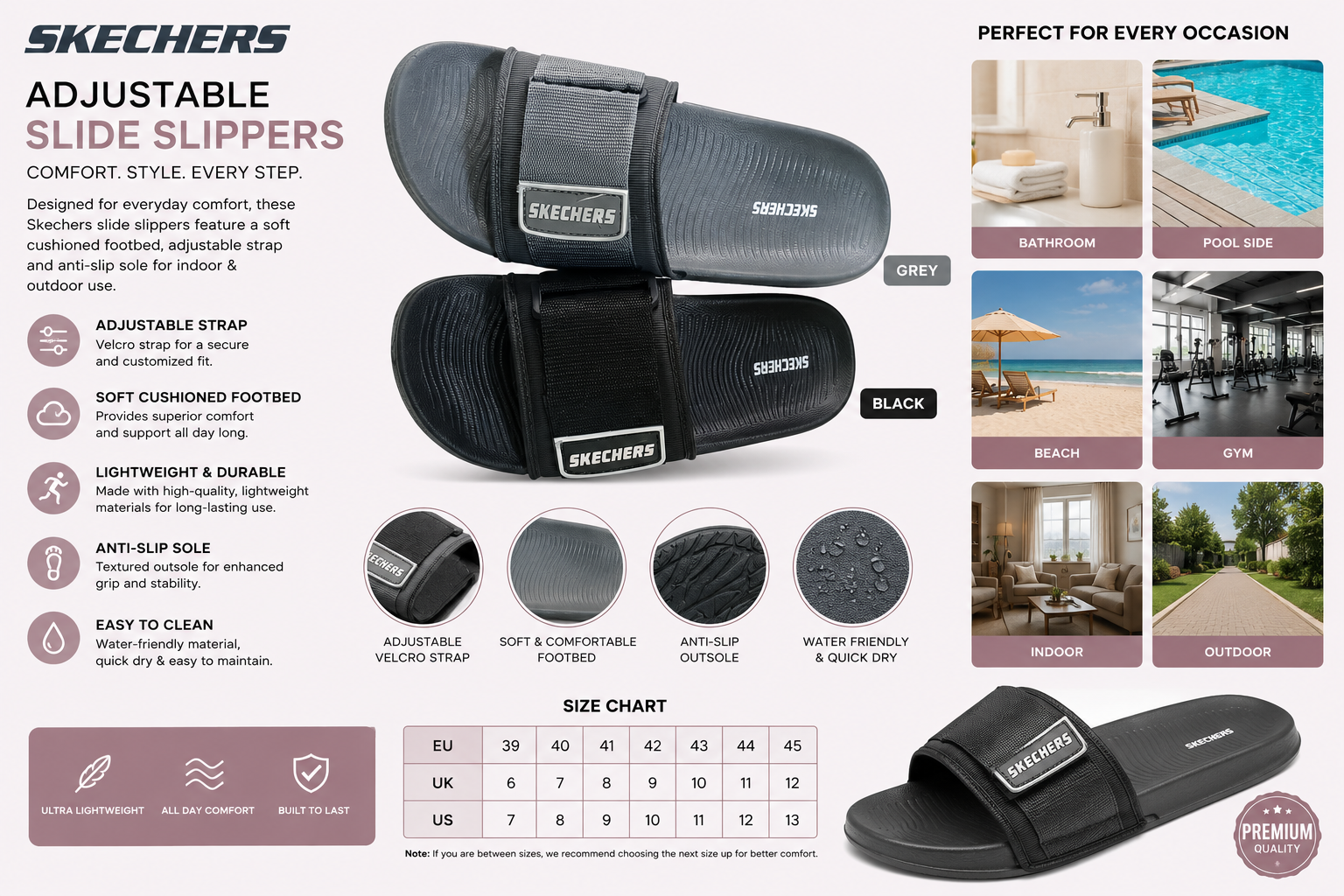 Skechers adjustable slide sandals ad